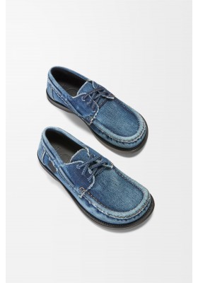 LOEWE Campo Boat Shoe In Washed Denim Raw Denim
