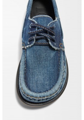 LOEWE Campo Boat Shoe In Washed Denim Raw Denim