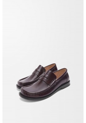 LOEWE Campo Loafer In Brushed Calfskin Burgundy