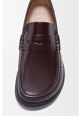 LOEWE Campo Loafer In Brushed Calfskin Burgundy