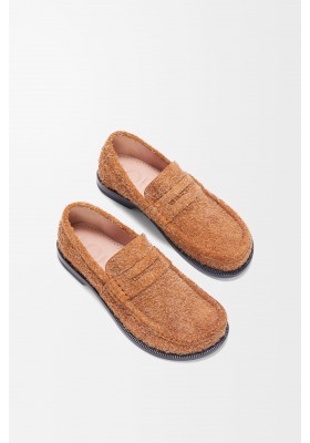 LOEWE Campo Loafer In Brushed Suede Tan