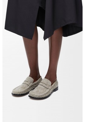 LOEWE Campo Loafer In Brushed Suede Khaki Green