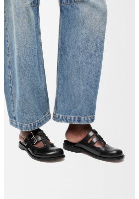 LOEWE Campo Mary Jane Mule In Brushed Calfskin And Shearling Black