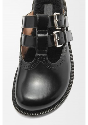 LOEWE Campo Mary Jane Mule In Brushed Calfskin And Shearling Black