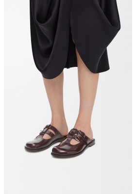 LOEWE Campo Mary Jane Mule In Calfskin Burgundy