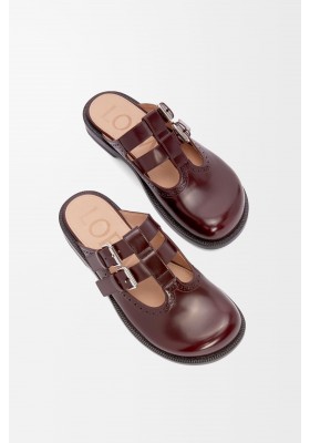 LOEWE Campo Mary Jane Mule In Calfskin Burgundy