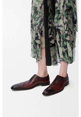 LOEWE Crown Oxford In Brushed Calfskin Burgundy