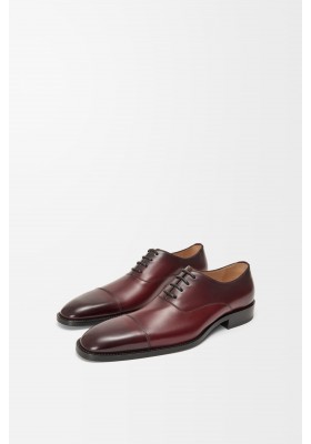 LOEWE Crown Oxford In Brushed Calfskin Burgundy