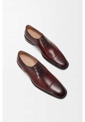 LOEWE Crown Oxford In Brushed Calfskin Burgundy