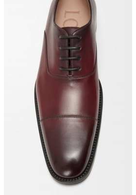 LOEWE Crown Oxford In Brushed Calfskin Burgundy