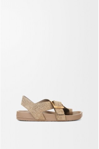 LOEWE Ease Buckle Sandal In Brushed Suede Khaki Green