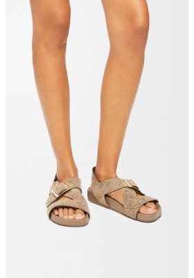 LOEWE Ease Buckle Sandal In Brushed Suede Khaki Green