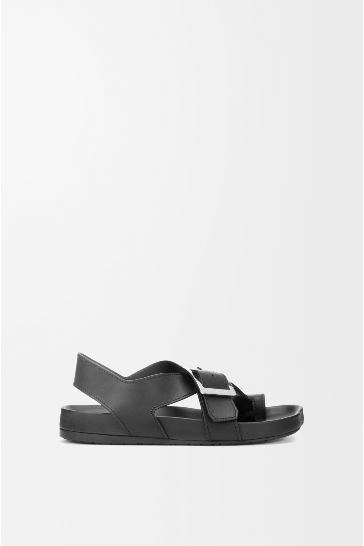 LOEWE Ease Buckle Sandal In Vegetal Calfskin Black