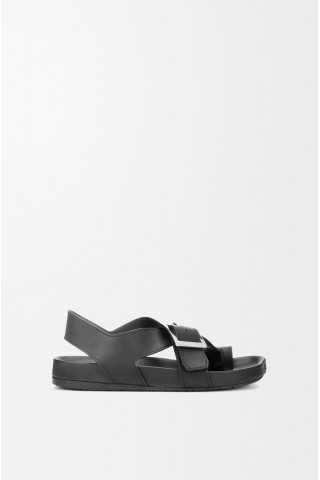 LOEWE Ease Buckle Sandal In Vegetal Calfskin Black