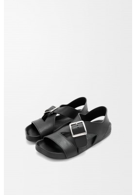 LOEWE Ease Buckle Sandal In Vegetal Calfskin Black