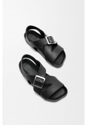 LOEWE Ease Buckle Sandal In Vegetal Calfskin Black