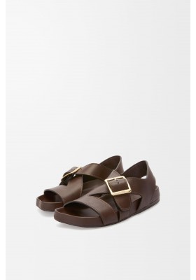 LOEWE Ease Buckle Sandal In Vegetal Calfskin Horse