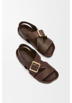 LOEWE Ease Buckle Sandal In Vegetal Calfskin Horse