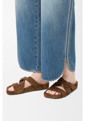 LOEWE Ease Buckle Slide In Suede Brown