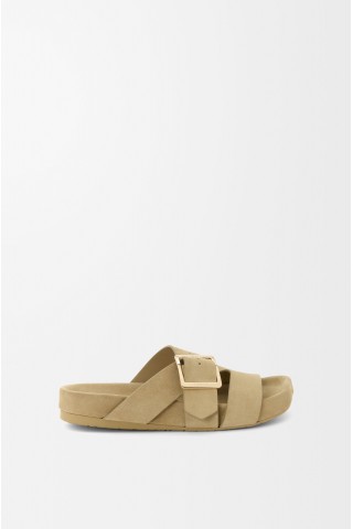 LOEWE Ease Buckle Slide In Suede Sahara