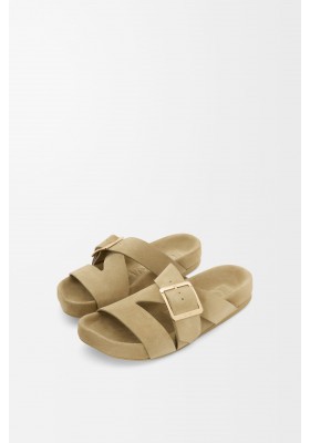 LOEWE Ease Buckle Slide In Suede Sahara