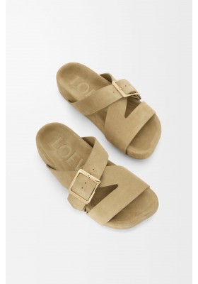 LOEWE Ease Buckle Slide In Suede Sahara