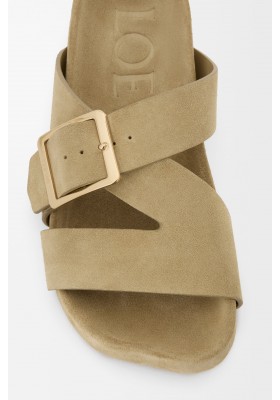LOEWE Ease Buckle Slide In Suede Sahara