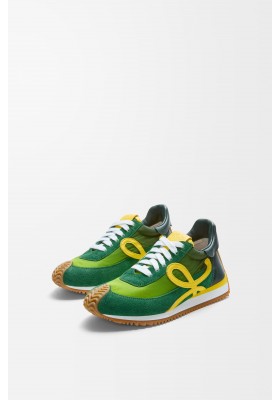 LOEWE Flow Runner 2.0 In Nylon And Suede Gradient Green Yellow