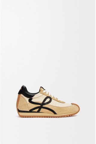 LOEWE Flow Runner In Nylon And Suede Gold Black