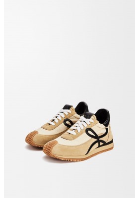 LOEWE Flow Runner In Nylon And Suede Gold Black