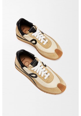 LOEWE Flow Runner In Nylon And Suede Gold Black
