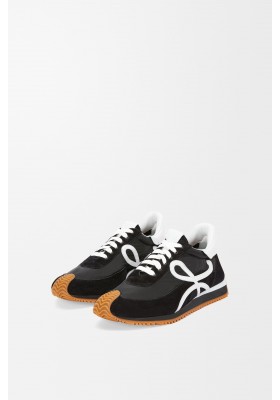 LOEWE Flow Runner In Nylon And Suede Black White