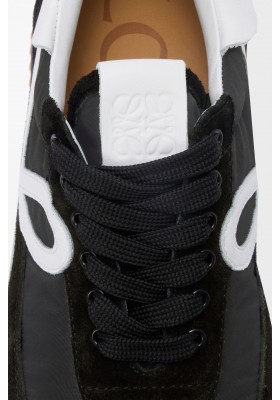 LOEWE Flow Runner In Nylon And Suede Black White