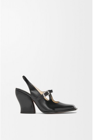 LOEWE Onda Slingback Pump In Brushed Calfskin Black