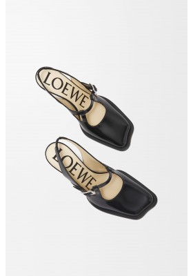 LOEWE Onda Slingback Pump In Brushed Calfskin Black