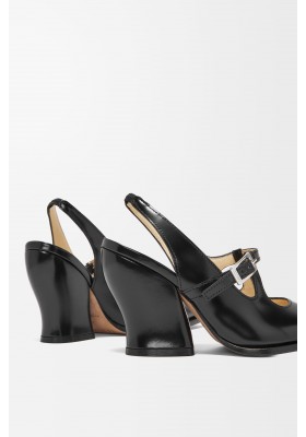 LOEWE Onda Slingback Pump In Brushed Calfskin Black