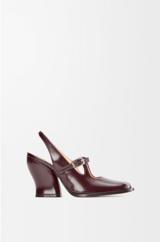 LOEWE Onda Slingback Pump In Brushed Calfskin Burgundy