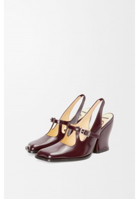 LOEWE Onda Slingback Pump In Brushed Calfskin Burgundy