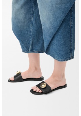 LOEWE Pebble Slide In Soft Calfskin Black