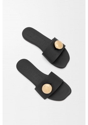 LOEWE Pebble Slide In Soft Calfskin Black