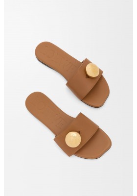 LOEWE Pebble Slide In Soft Calfskin Oak