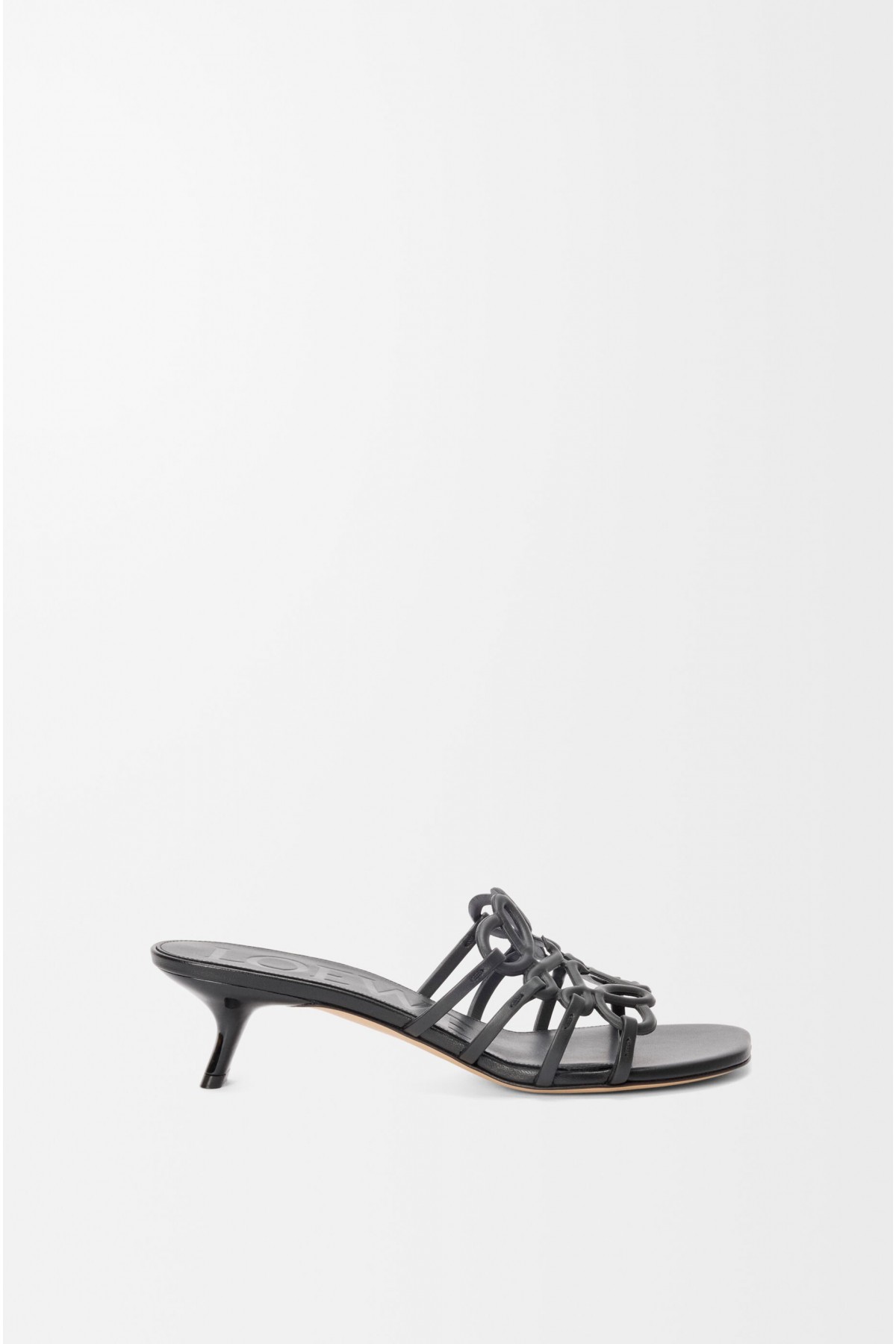 LOEWE Petal Anagram Slide In Soft Calfskin Black