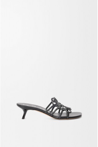 LOEWE Petal Anagram Slide In Soft Calfskin Black