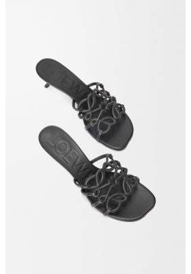 LOEWE Petal Anagram Slide In Soft Calfskin Black