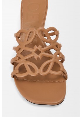 LOEWE Petal Anagram Slide In Soft Calfskin Camel