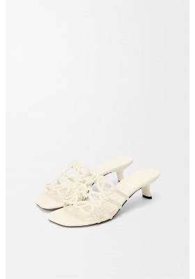 LOEWE Petal Anagram Slide In Soft Calfskin Anthurium White