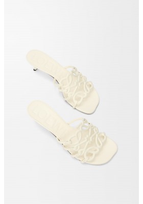 LOEWE Petal Anagram Slide In Soft Calfskin Anthurium White