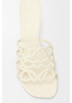 LOEWE Petal Anagram Slide In Soft Calfskin Anthurium White