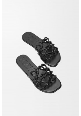 LOEWE Petal Anagram Slide In Soft Calfskin Black