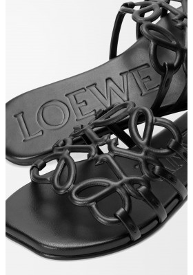 LOEWE Petal Anagram Slide In Soft Calfskin Black